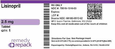 Lisinopril 2.5mg 70518 1316 03